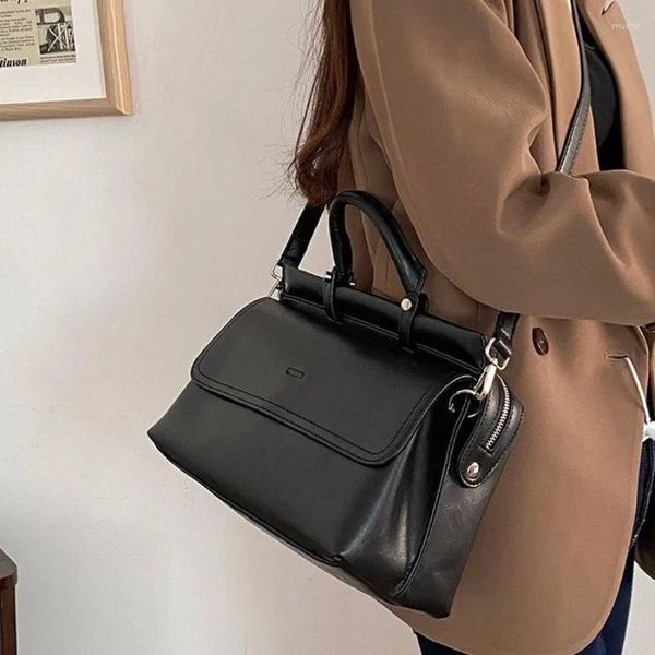 Omuz Çantaları Vintage Moda Pu Messenger Bag Bayan Banliyö Büyük Kapasite Çapraz Koreli Zip Çantalar ve Çantalar Kadınlar İçin