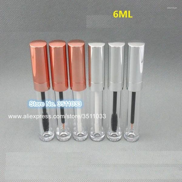 Garrafas de armazenamento 6ml 30pcs 50pcs tubo de rímel vazio de plástico transparente diy profissional cosméticos cílios creme garrafa rosa ouro tampa de prata