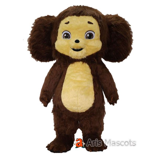 Trajes de mascote 2m / 2.6m Traje de macaco sorridente realista adulto traje de mascote de corpo inteiro personagem de desenho animado explodir roupa de palco vestido