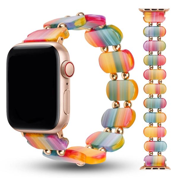 Pulseira de relógio de resina de cabo elástico luxuoso para Apple Watch Strap Ultra 9 7 8 6 5 4 3 séries pulseiras femininas iwatch bandas 45mm 44mm 49mm 40mm 42mm 41mm 38mm acessórios