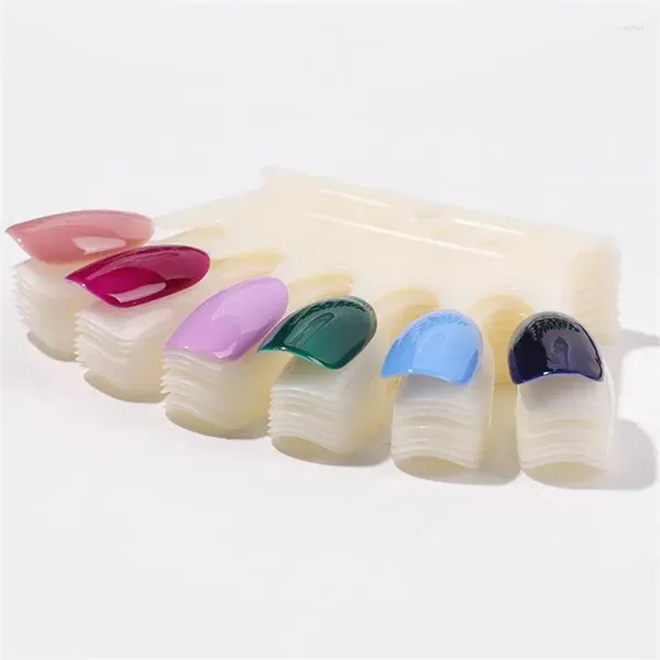 Paleta de cores em leque para unhas falsas, 50 lâminas em forma de leque de cabeça redonda, sem necessidade de adesivo, gel uv, fácil de tomar e usar.