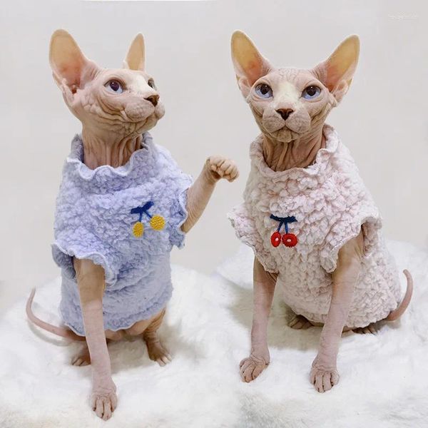 Trajes de gato quente esfinge colete roupas inverno gatinhos traje pet hoodies para sphynx pequeno cão casaco com padrão de amor outono primavera