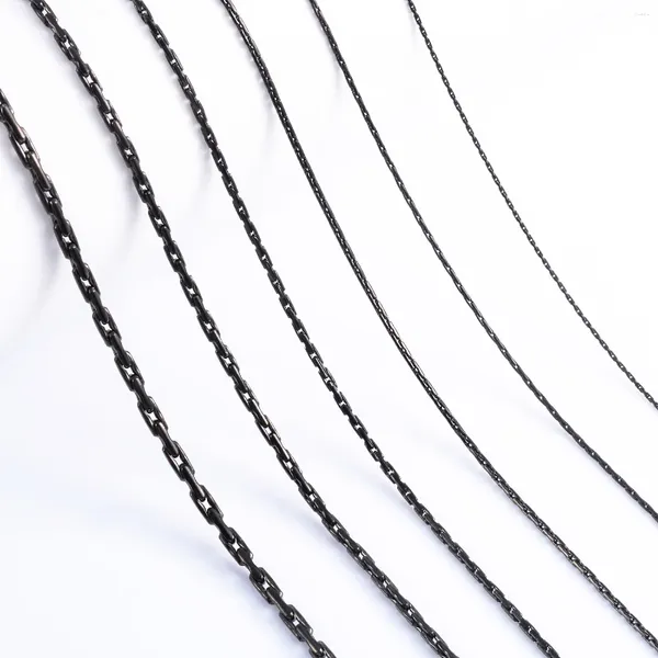 Correntes 0,6/0,8/1/1,2/1.8 /2.3mm widt aço inoxidável colar minúsculo de corrente fina cor preta para mulheres garotas de jóias de jóias