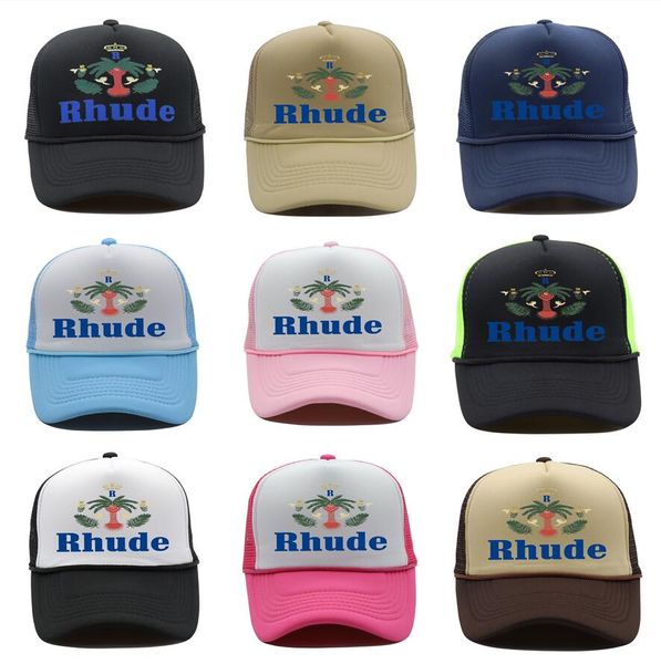 Rhude Cap Mens Designer Hat Cacquette Womens Sun Shats Fashion Trend Street Ball Caps Бейсбол Спорт Летний пляж сетка дышащие поло