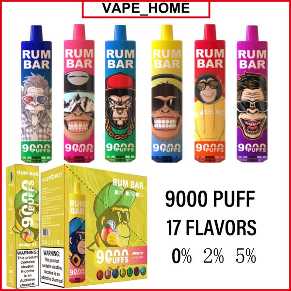 rum bar puff 9000 vaper usa e getta fabbrica all'ingrosso 9k sigaretta elettronica 17 gusti 0% 2% 5%