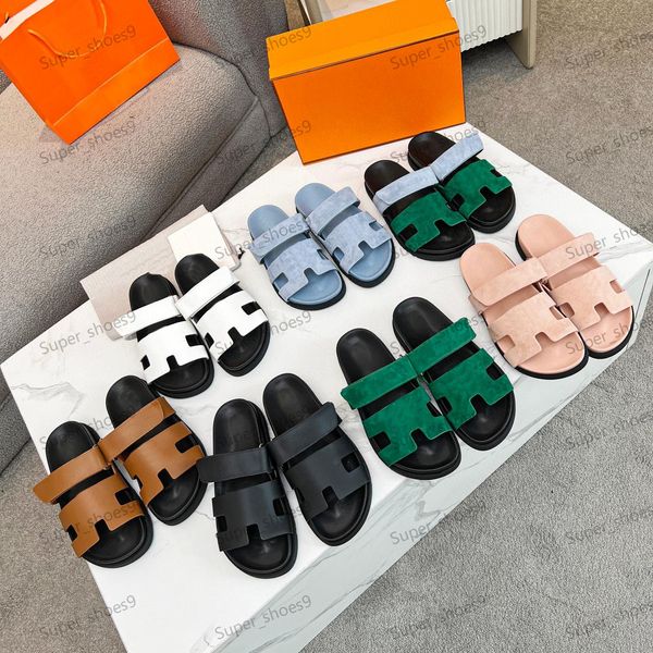 Chypre designer sandálias de luxo mulheres homens chinelo couro genuíno clássico plana praia sandália slides bezerro camurça chinelos de fundo grosso sapatos plataforma tamanho 35-45