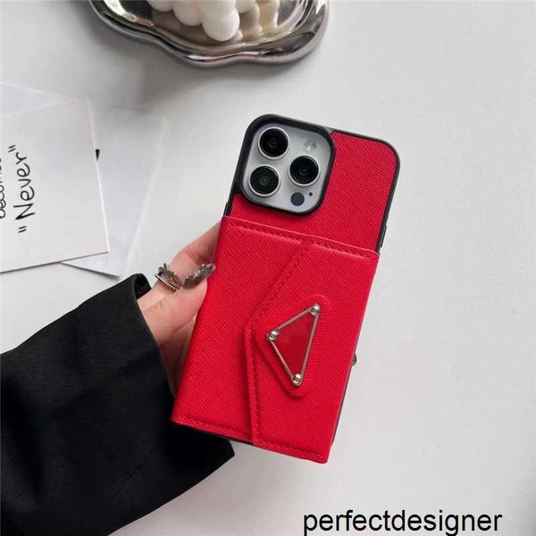 Designer de luxo couro triângulo p capa de telefone para iphone 15pro max casos