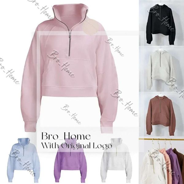 Felpa con cappuccio mezza zip Scubas Donna Giacca Lululemom Donna Cerniera dorata Tuta da yoga Giacca firmata LL Leggings da donna Maglione sportivo a vita alta Pantaloncini da palestra 356