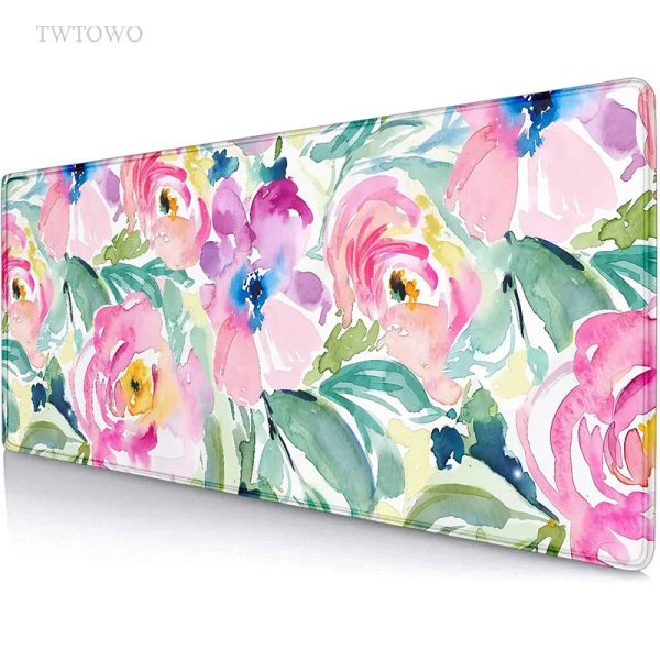 Pads Rosa Blumen Mauspad Gamer XL Custom Home Neues HD-Mauspad XXL-Mauspads Weicher Naturkautschuk-Teppich Mäusepad Tischmatte