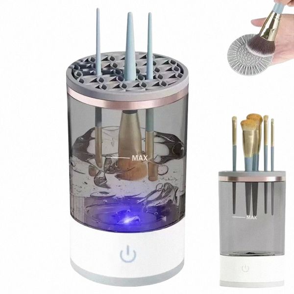 Macchina elettrica per la pulizia dei pennelli per trucco con ricarica USB: strumento per la pulizia rapida a secco della spazzola cosmetica automatica 3 in 1 I01g#