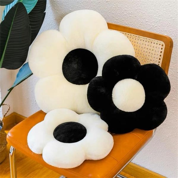 Travesseiro flor sentado sofá almofada cadeira de escritório preto branco assento apoio lombar decoração da sala