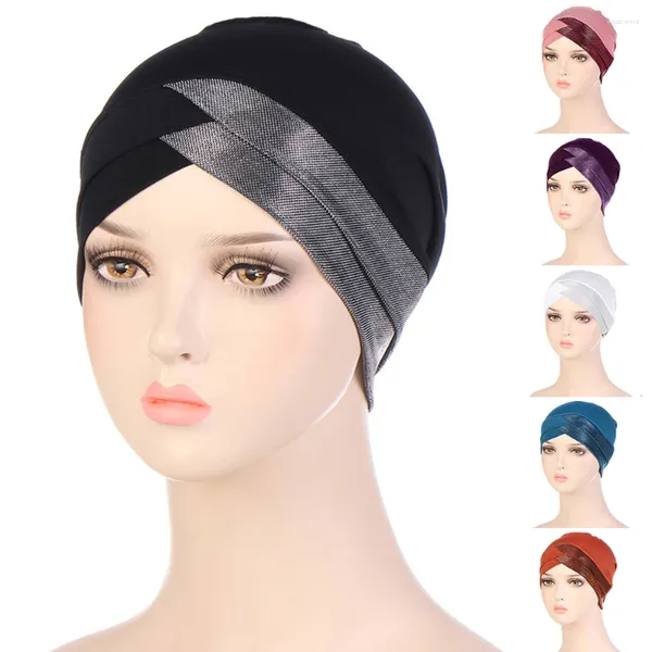 Ethnische Kleidung für Frauen, glänzende Stirn, Kreuz, Gebetsmütze, Kopftuch, Pullover, muslimische Hijabs, Kopftuch, Turban, Bandanas, untere Kappe, Kopfschmuck