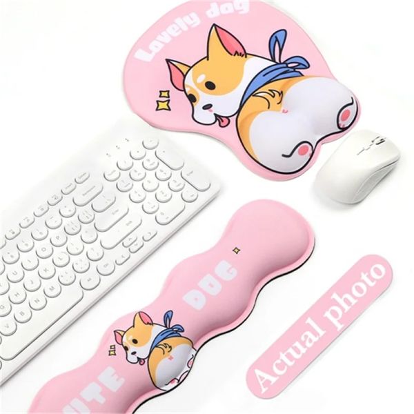 Cuscinetti Memory Foam Tastiera Poggiapolsi Tappetino per mouse Tappetini per mouse ergonomici Set di supporto Cuscino Cani carini Modello Leggero vendita calda 2023