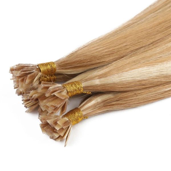 Extensões de cabelo humano de queratina para unhas, 1430 polegadas, ombre, pré-ligado, ponta plana, fusão, remy, extensões de cabelo para mulheres #4 p27/613