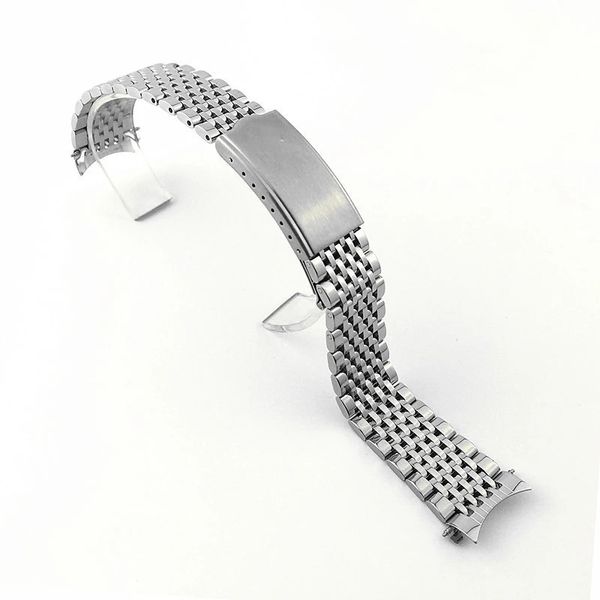 cinturini per orologi per misura 18mm 19mm 20mm braccialetto con cinturino per orologio in acciaio inossidabile massiccio con perline di riso 240311