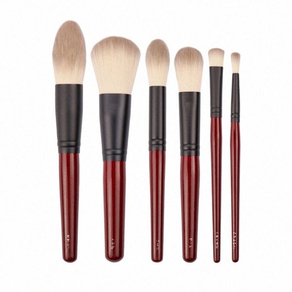 Japanische Marke SP-Serie Dunkelrot 6-teiliges Make-up-Pinsel-Set Weiche Puderpinsel Kosmetikwerkzeug Acciories K35s #