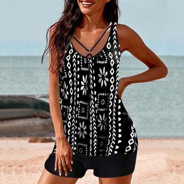 Mulheres Swimwear 2024 Maiô Push Up Solto Conservador Tankini Verão Mulheres Girassol Adolescente Menina Terno de Natação