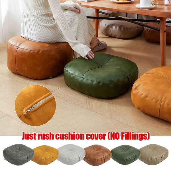 Cuscino da 50 cm, fodera per futon in pelle PU marocchina non tamponata, poggiapiedi ottomano impermeabile, coprisedili Tatami per pavimento giapponese