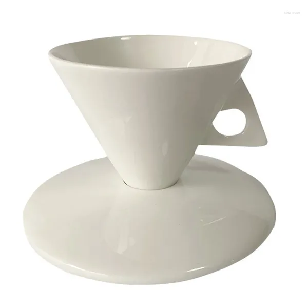 Copos pires ins luz luxo osso china cone tipo copo cerâmica pirâmide pequena caneca de café preto e pires conjuntos teacup mini