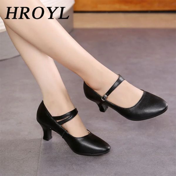 Stivali Hroyl Women Shoes for Dance Girls Scarpe da ballo latino moderno Ladies sala da ballo Tango Salsa Dancing Scarpe in pelle vera e propria