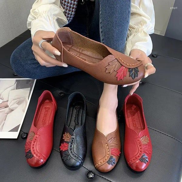 Sıradan Ayakkabı Kadın Deri Kadın Daireleri Loafers Lüks Slip-On Bayanlar Hafif Mokasen Tasarımcısı Zapatos Mujer