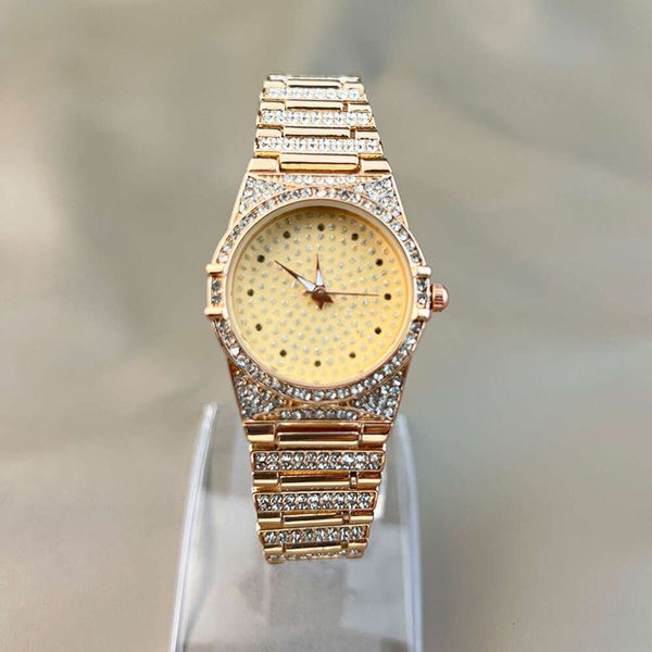 Sky Star, Full Diamond, cinturino in acciaio da donna di vendita calda con diamanti, lusso leggero e orologio al quarzo unico