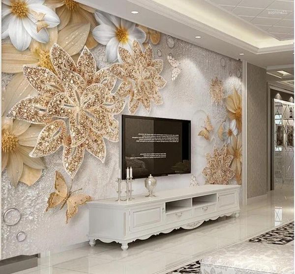 Wallpapers papel de parede para paredes 3 d ameixa tv pano de fundo estereoscópico 3d moderno sofá quarto mural tamanho personalizado papel de parede