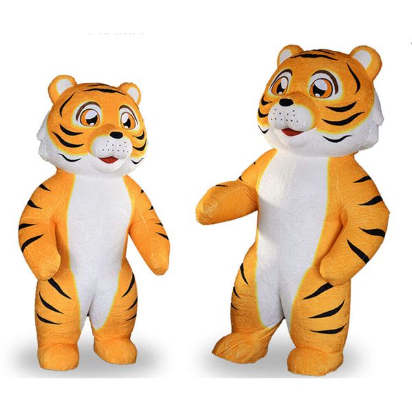 Costumi mascotte 2m/2.6m Iatable Costume mascotte Tigre realistica Vestito gonfiabile per adulti Parco a tema Intrattenimento Personaggio vestito