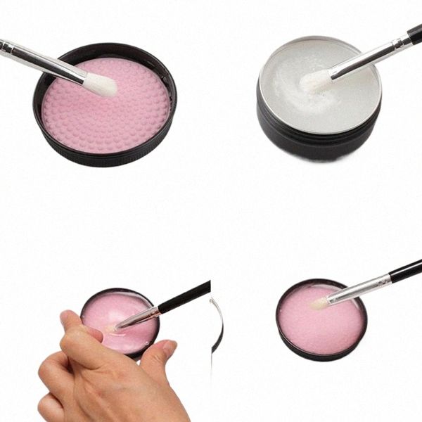 1pcs Silice Makeup Brush Cleaner Soap Pad Make Up Wing Brush Cleaner Bowl Cleaner Tool Soap Pad com caixa de armazenamento t0Il #