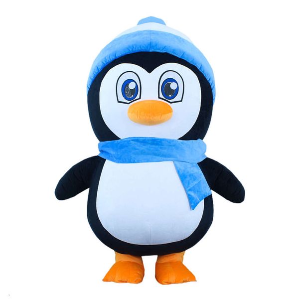 Trajes de mascote 2m / 2.6m adulto realista bebê pinguim fantasia vestido de corpo inteiro iatable peludo mascote traje explodir terno para eventos de natal