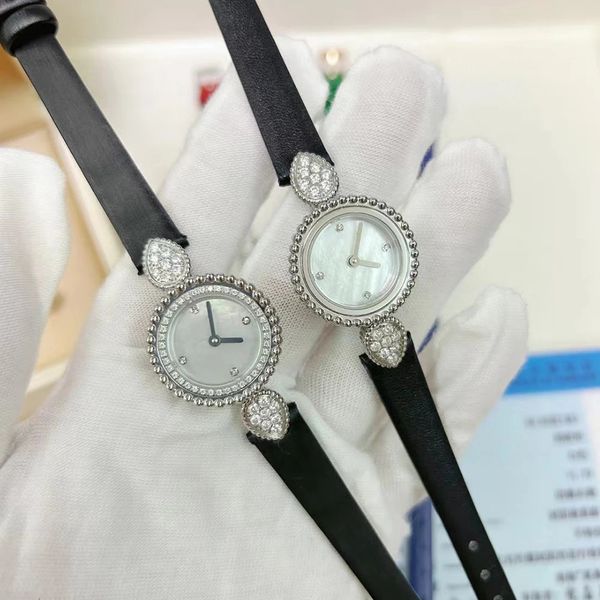 Marca de couro genuíno relógio luxo clássico pulso retângulo quartzo relógio de pulso feminino gota água dial senhora relógios 240315