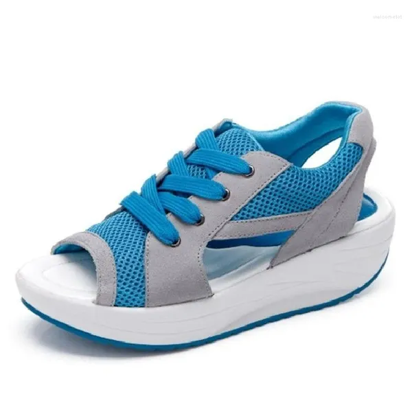 Scarpe eleganti Taglia 35-43 Plus Sandali stile coreano Donna Estate Peep Toe Mesh Platform Shake 41 Sport casual