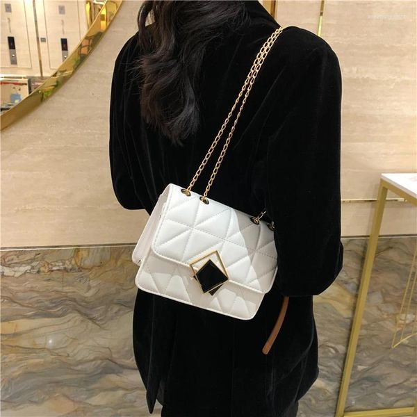 Bolsas de ombro 2024 design mensageiro bolsa feminina pu bolsa de couro pequeno quadrado compras feminino preto branco cáqui