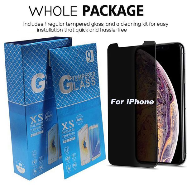 Vidro temperado de privacidade para iPhone 15 14 13 12 11 Pro Max mini X Xr Xs Max 8 7 6 6S Plus protetor de tela para iPhone 14 plus 15 Pro com pacote