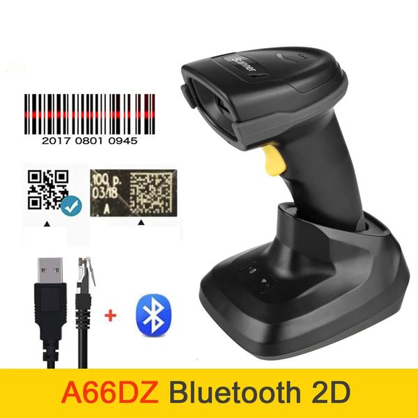 Leitor de código de barras bluetooth, leitor de código de barras 2d sem fio, código de barras portátil com base 240318