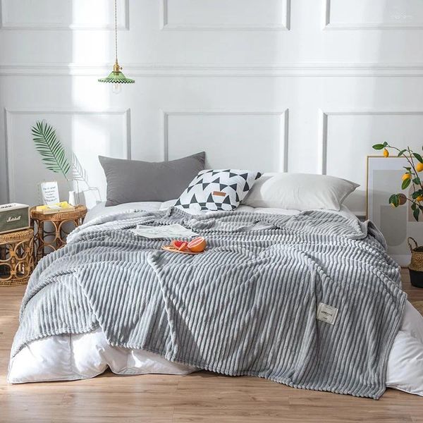 Одеяла, мягкие теплые домашние постельные принадлежности серого, желтого, зеленого цвета, однослойные покрывала, фланелевое одеяло для кроватей
