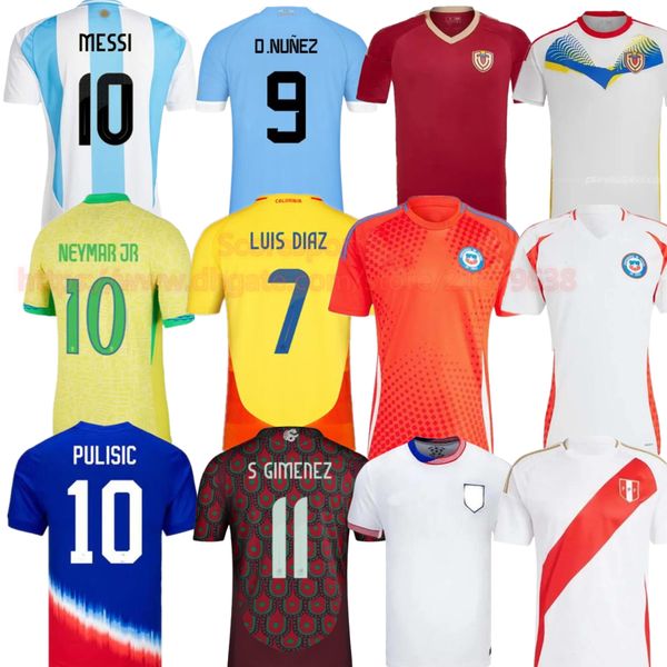 Copa America 2024 Maglie da calcio Venezuela Uruguay DARWIN LUIS DIAZ Cile Perù Maglie da calcio in casa USA PULISIC kit 23 24