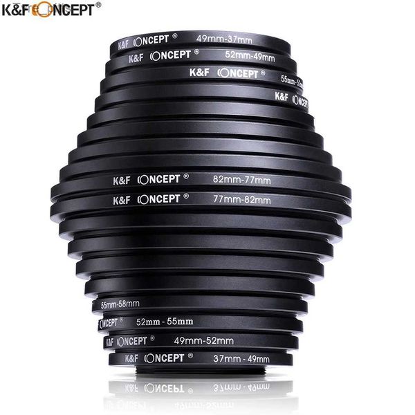 Outros filtros de lentes K F Concept 18pcs Filtro de lente de câmera Step / Down Adapter Ring Set 37-82mm 82-37mm Adequado para Canon Nikon Sy SLR Camera LensL2403