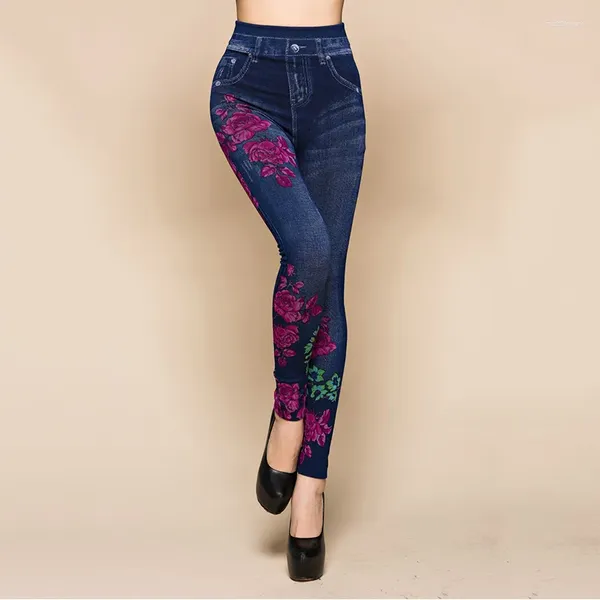 Leggings da donna 2024 moda coreana retrò stampa farfalla pantaloni elastici jeans donna stretti estivi pantaloni casual abbigliamento femminile sottile