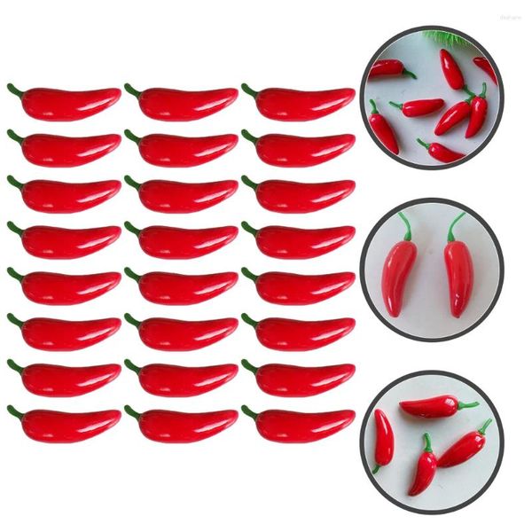 Flores decorativas 100 Pcs Ornamento Pimenta Artificial Adornos Pimentão Decorações de Fazenda Falso Vegetal Vermelho Falso