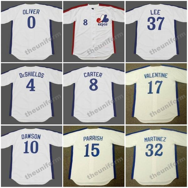 Herren Montreal AL OLIVER ANDRE DAWSON DELINO DeSHIELDS 1981-1991 DeSHIELDS DENNIS MARTINEZ ELLIS VALENTINE GARY CARTER LARRY PARRISH Throwback-Baseballtrikot S-5XL