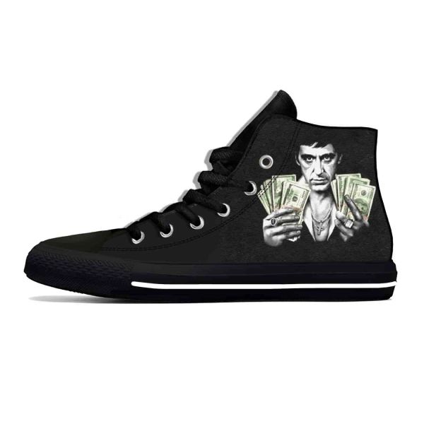 Обувь Scarface Tony Montana Movie Anime Cartoon Fashion Casual Cloth Shoes High Top Легкие дышащие 3D -печати мужчины Женские кроссовки