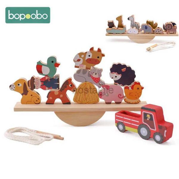 Classificação de aninhamento empilhamento brinquedos fazenda aves linha viu brinquedo bloco de construção de madeira jogo montessori equilíbrio capacidade educação presentes das crianças 24323