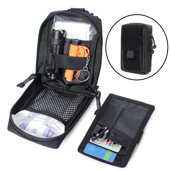 Bolsas Outdoor Milled Molle Utilitário EDC Tool Ciist Pack Tactical Medical Primeiros Soces Bolsa Phone Case Case Bag
