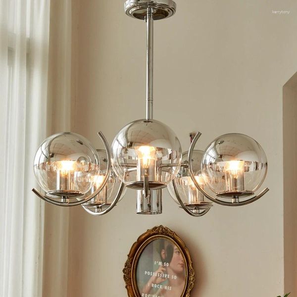 Lampadari Lampadario moderno dal design Bauhaus per soggiorno, camera da letto, sala da pranzo, cucina, lampada da soffitto, sfera in vetro cromato E27