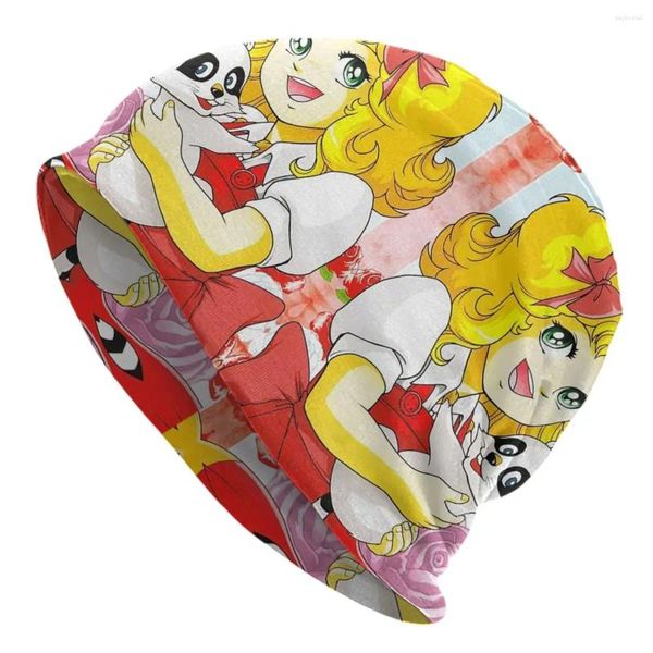 Berets Anime Candy Skullies Beanies Caps Homens Mulheres Unissex Cool Inverno Quente Chapéu de Malha Adulto Japão Cartoon Girl Bonnet Chapéus