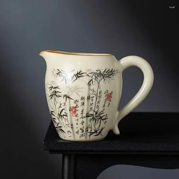 Tassen Untertassen Bambus Fair Tasse Keramik Öffnung Gelb Vintage Tee Meer Chinesische Teetasse Teegeschirr Zeremonie Utensil Cha Hai