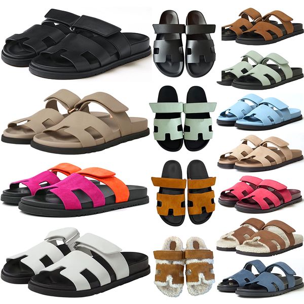 Designers chypre sandálias Slides chinelos masculinos garotas fuckle plana couro preto camurça marrom camurça rosa laranja de moda confortável de moda diária tamanho 35-42 he1r22