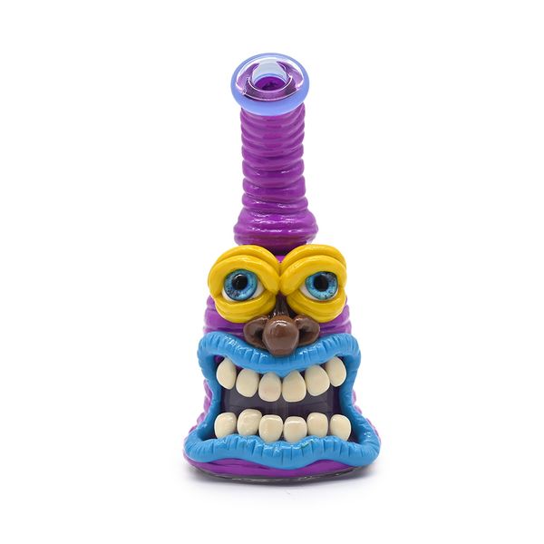 1pc, 6,2 pollici, bottiglia di vetro con mostro carino, bong mostruosi, pipa ad acqua in vetro borosilicato, narghilè in vetro, oggetto da fumo in vetro cartoon in argilla polimerica, occhi malvagi con bagliore al buio