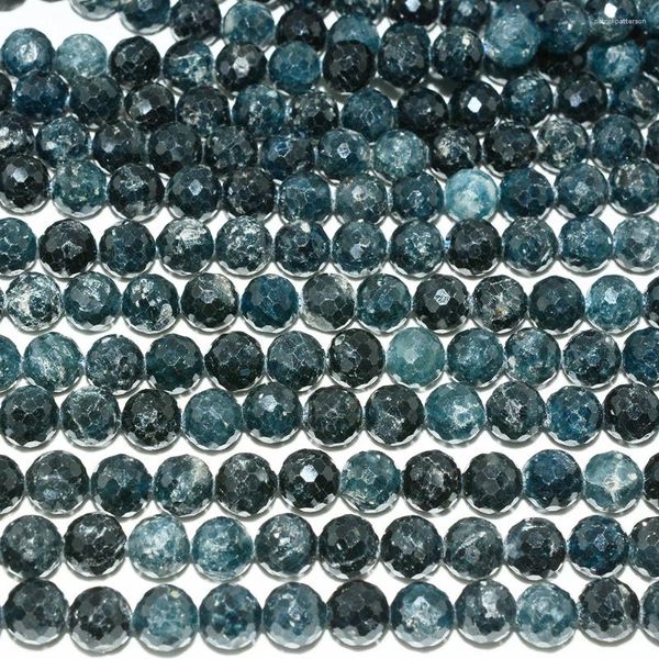 Pietre preziose sciolte Perline rotonde sfaccettate tormalina blu semplice naturale da 7,5 mm